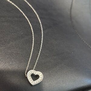 Swarovski Crystal Heart Slide Pendant Necklace Swan Charm Tag.